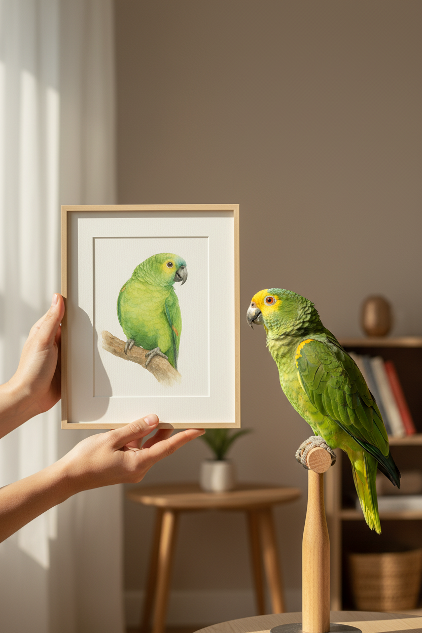 Amazon Parrot Custom Watercolor Portrait