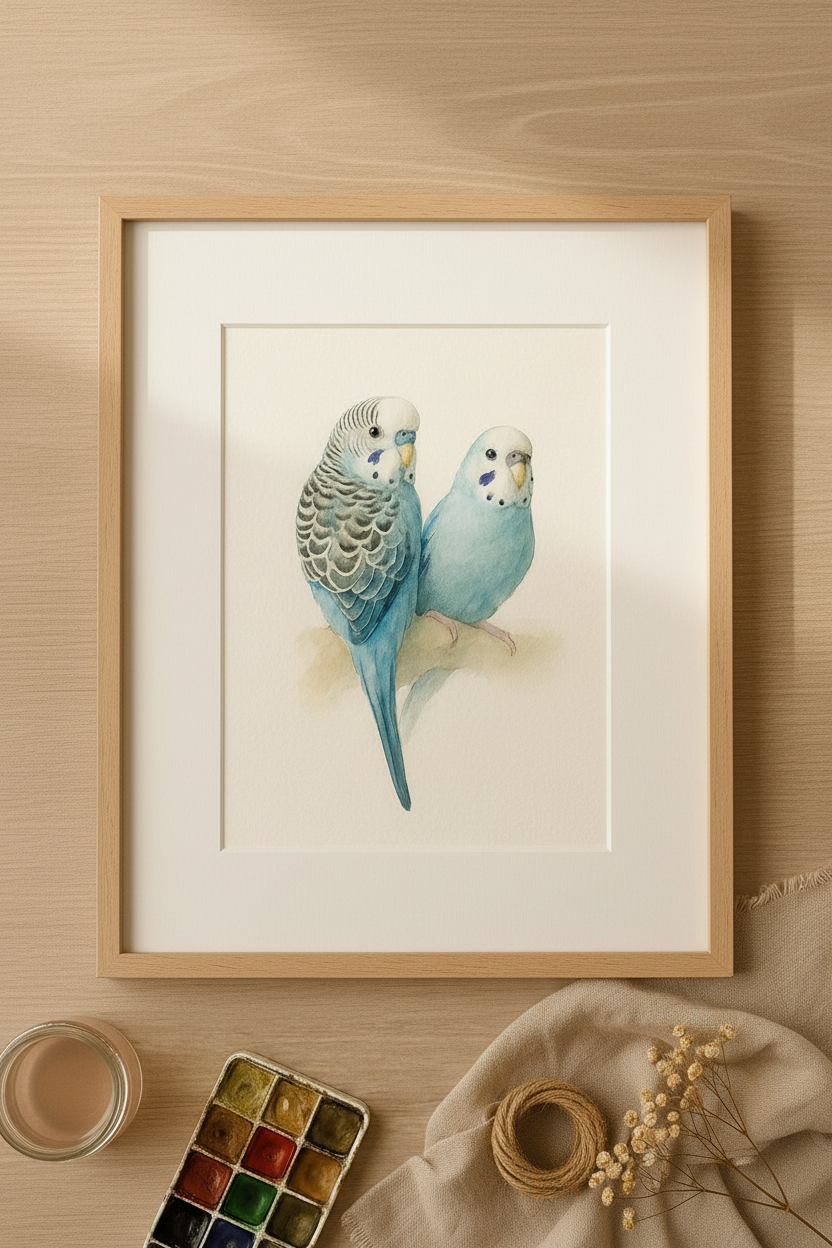 Budgie Custom Watercolor Portrait