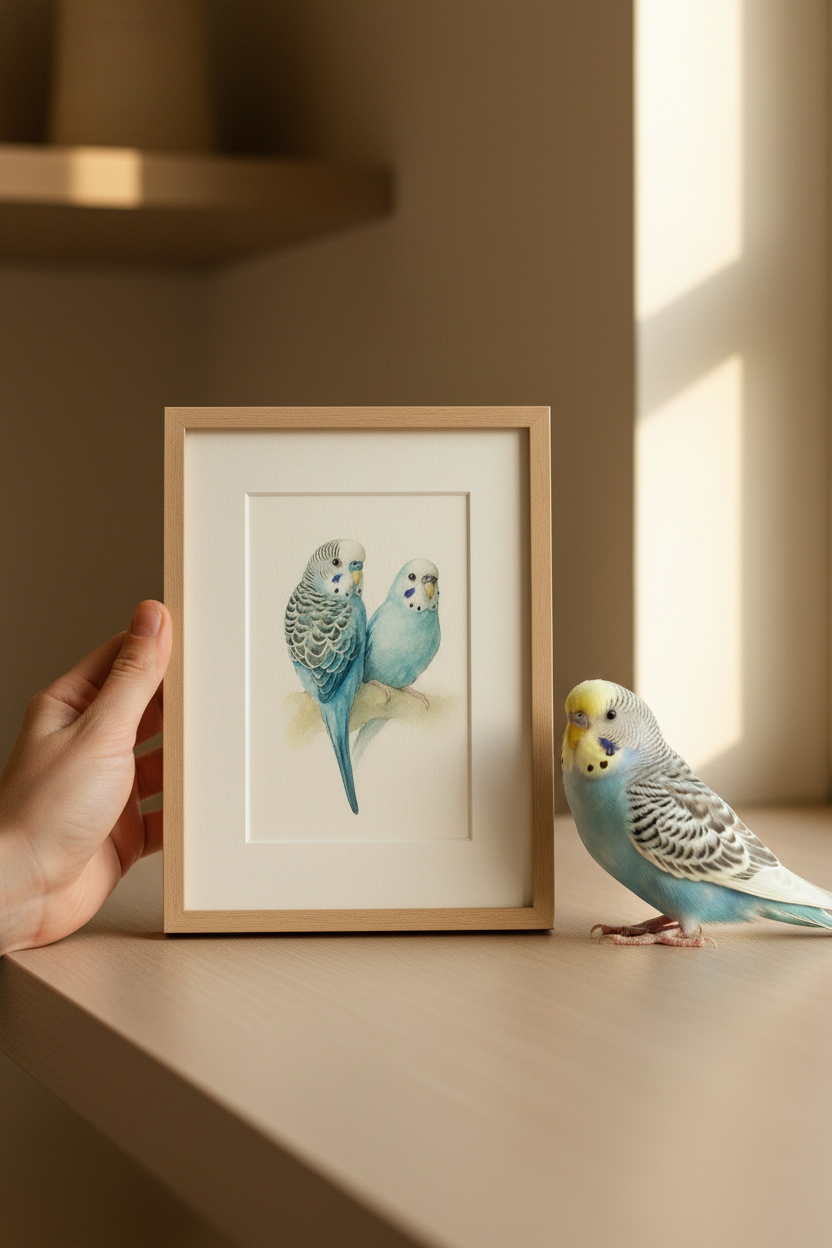 Budgie Custom Watercolor Portrait