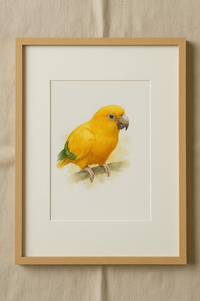 Golden Conure Custom Watercolor Portrait