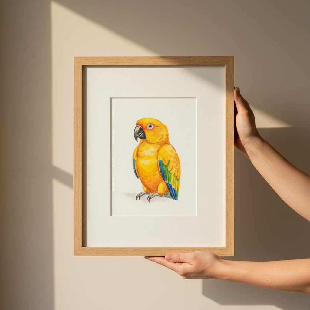 Golden Conure Custom Watercolor Portrait
