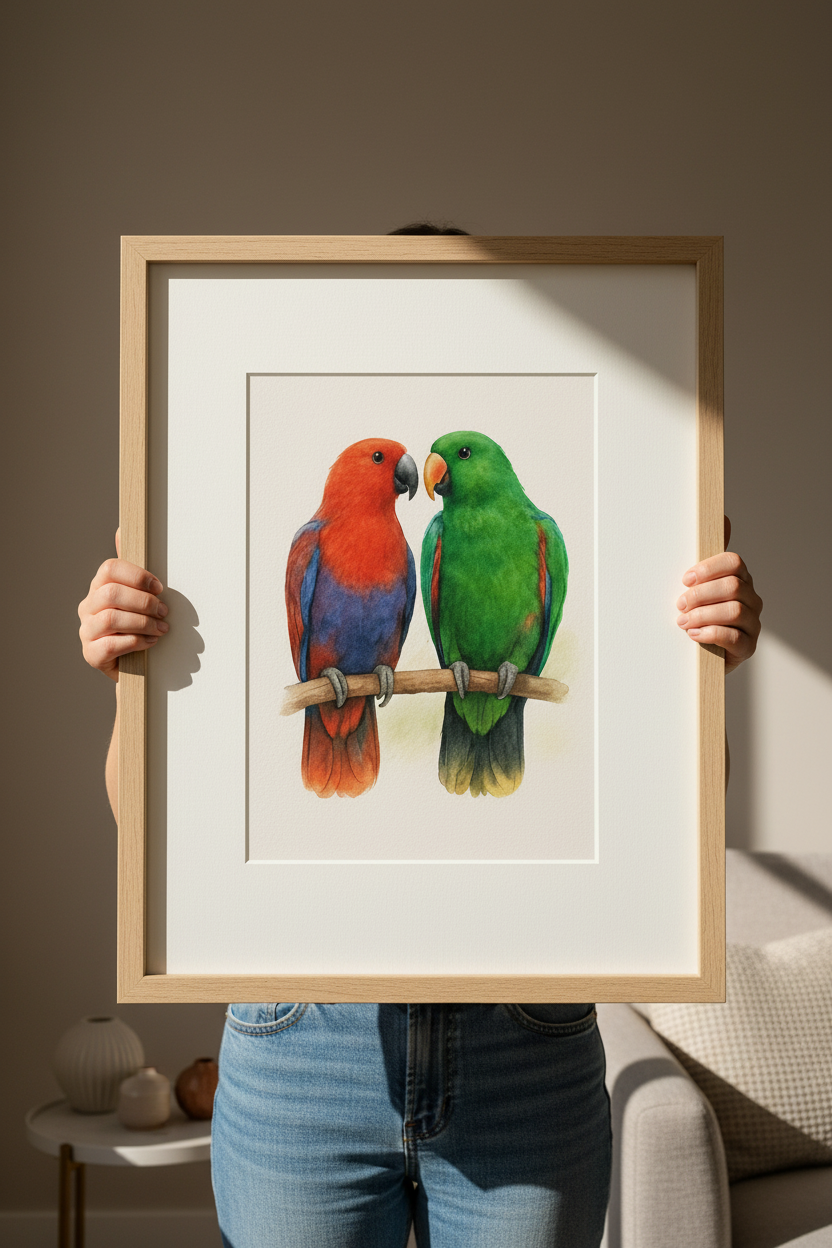 Eclectus Parrot Custom Watercolor Portrait