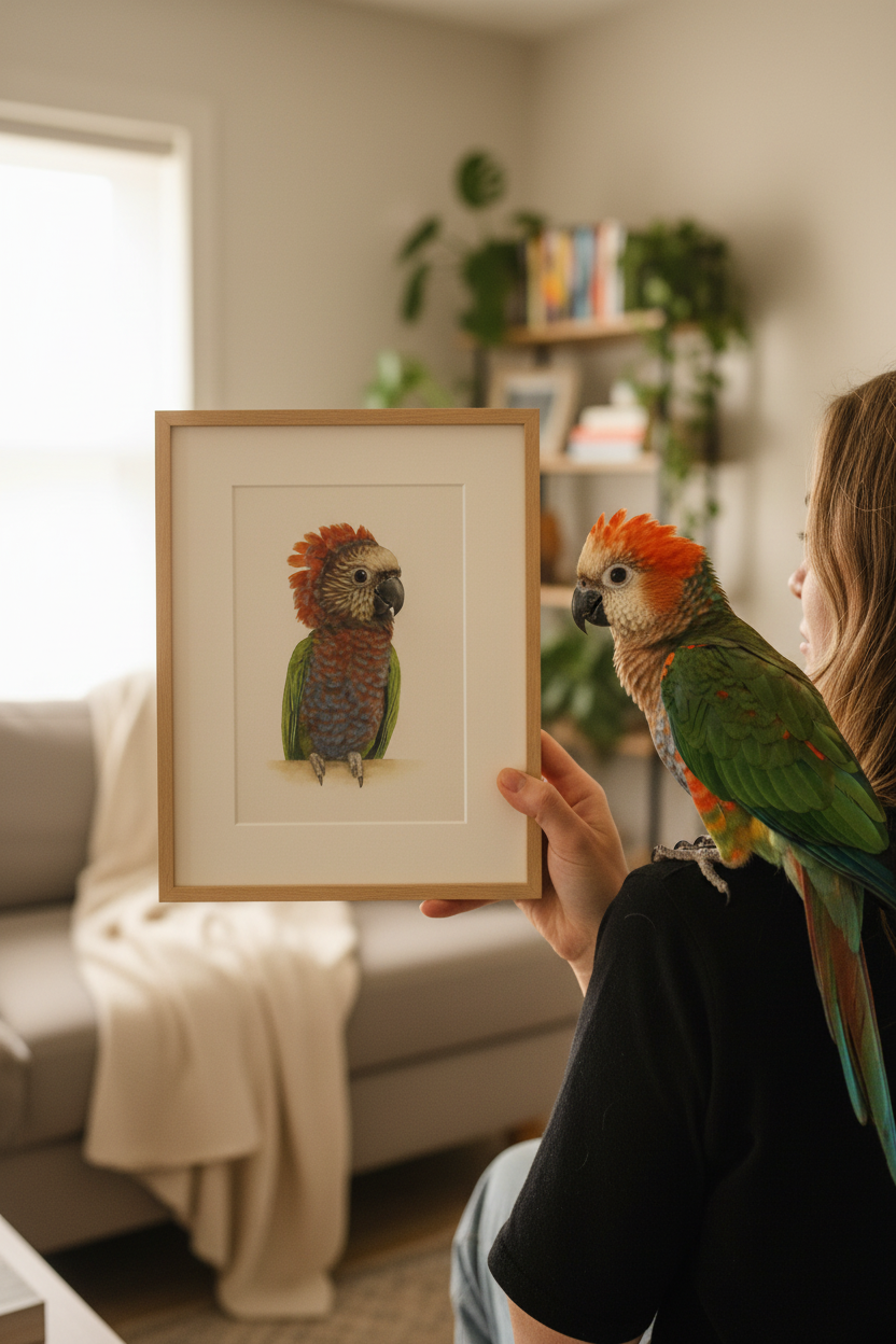 Hawk Headed Parrot Custom Watercolor Portrait