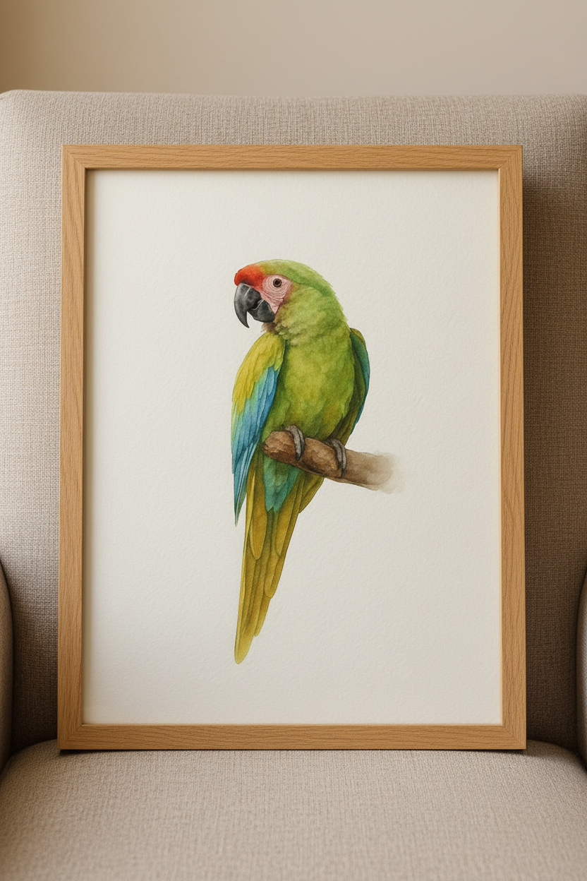 Military Macaw Custom Watercolor Portrait