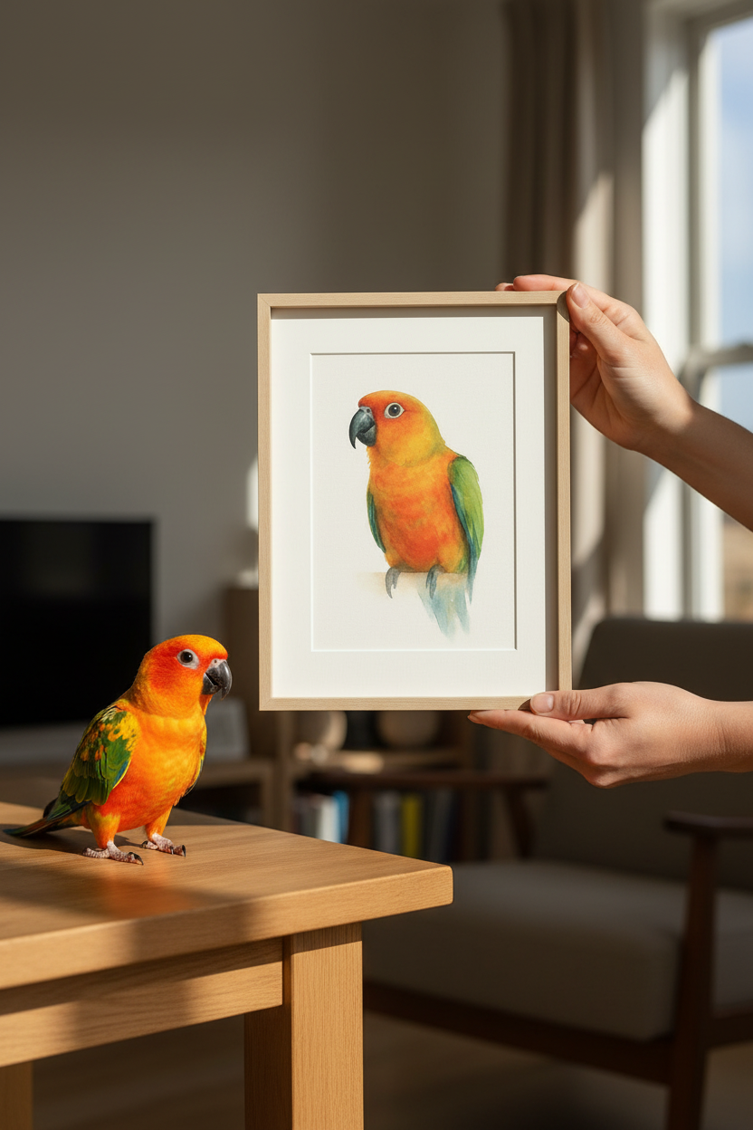 Jenday Conure Custom Watercolor Portrait