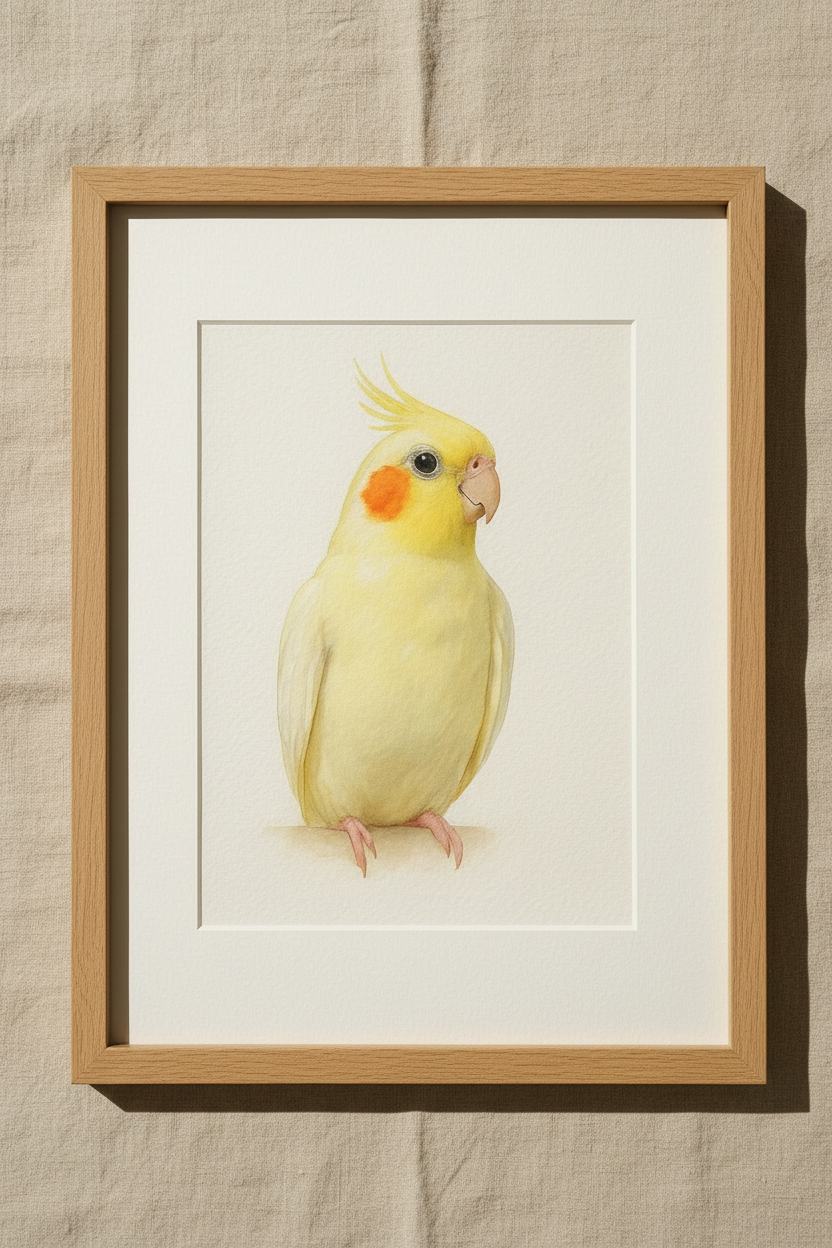 Cockatiel Custom Watercolor Portrait