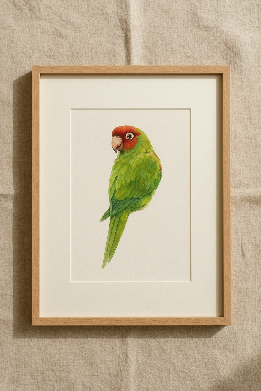 Mitred Conure Custom Watercolor Portrait