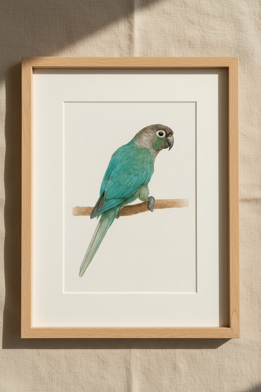 Green Cheek Conure Custom Watercolor Portrait