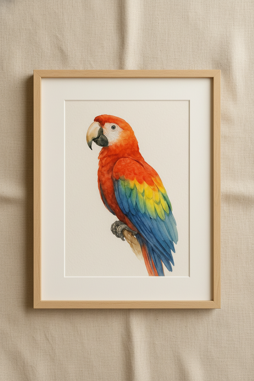 Scarlet Macaw Custom Watercolor Portrait