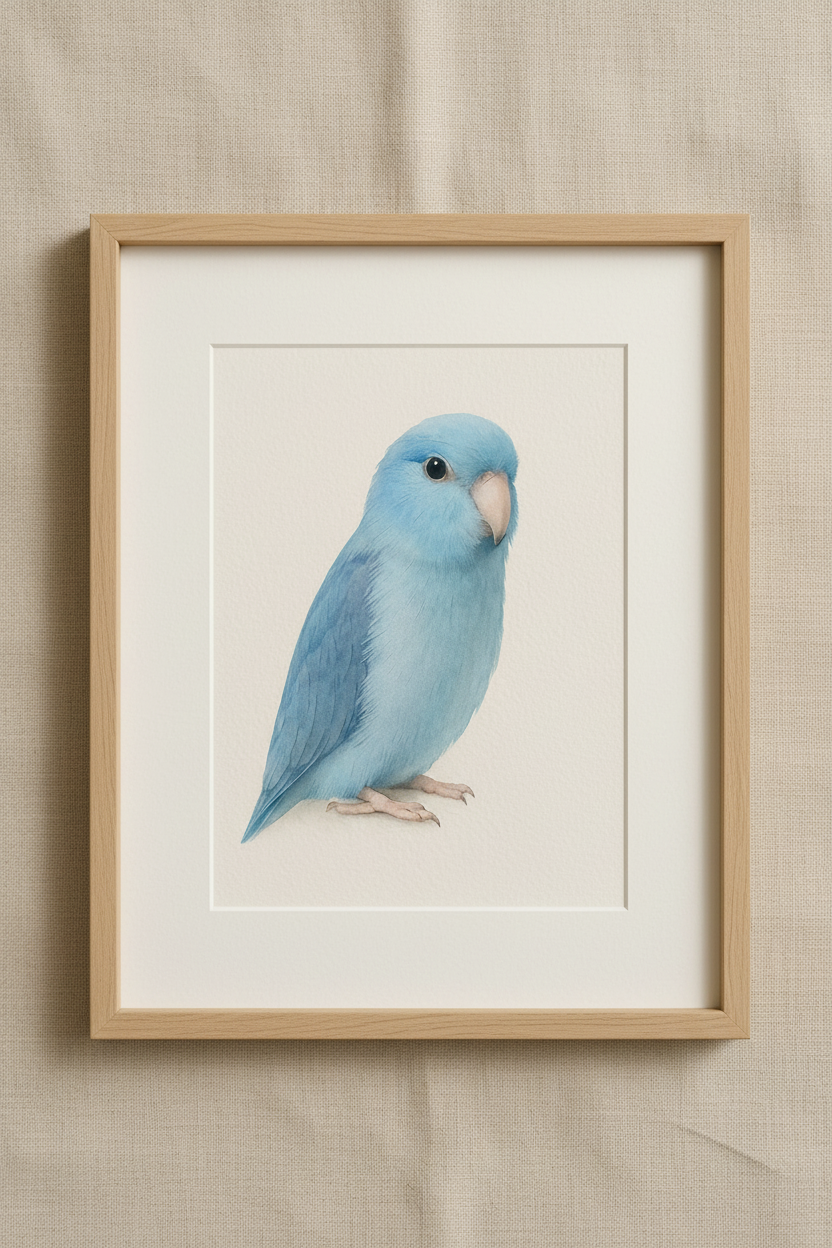 Parrotlet Custom Watercolor Portrait
