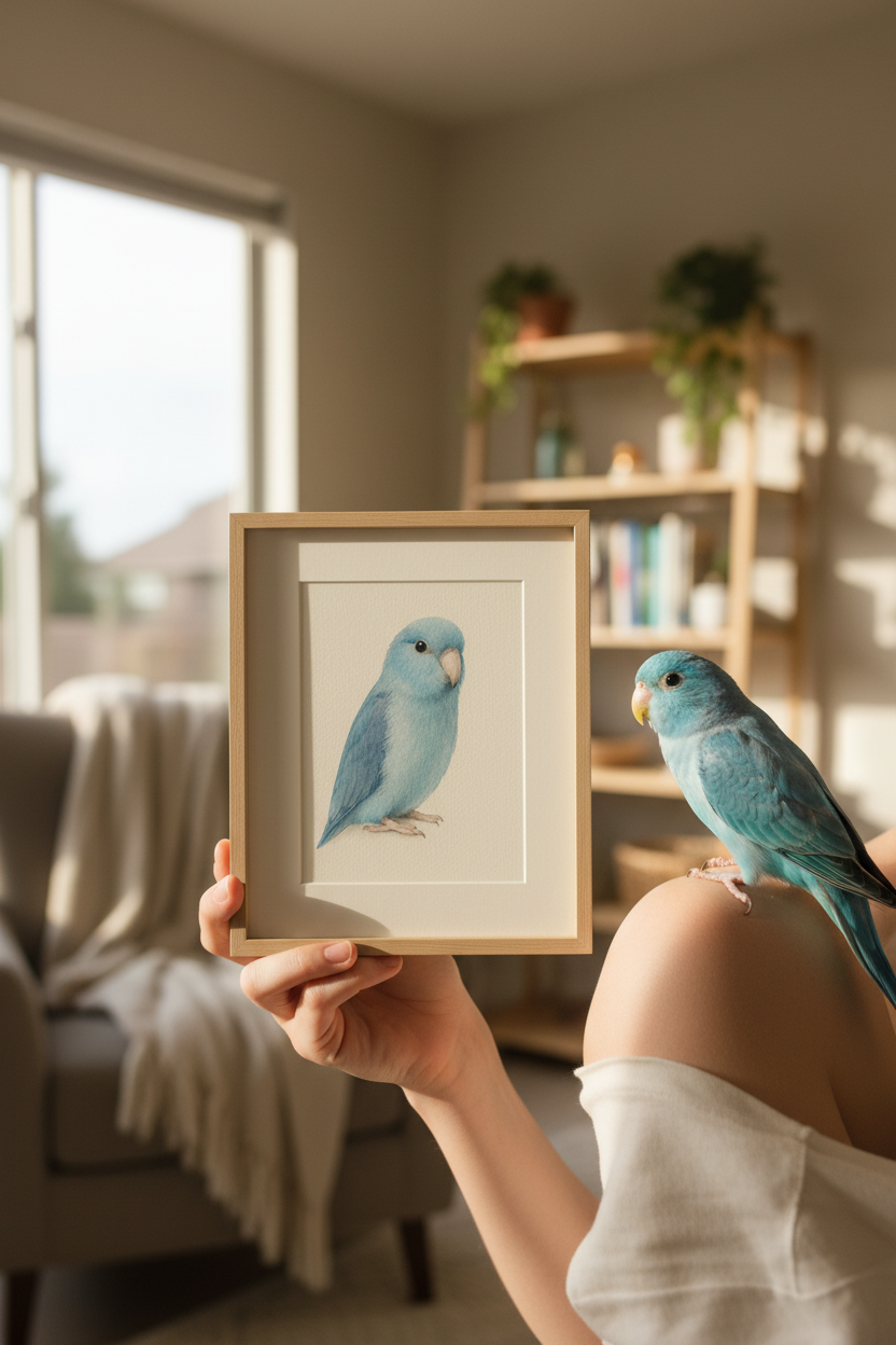 Parrotlet Custom Watercolor Portrait